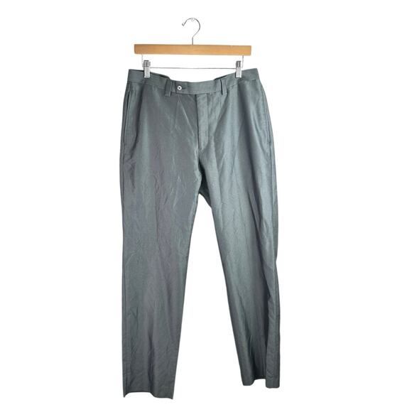 Calvin Klein Men's Gray Pinstriped Straight Leg Career Trousers Dress Pants 34 - Picture 1 of 4